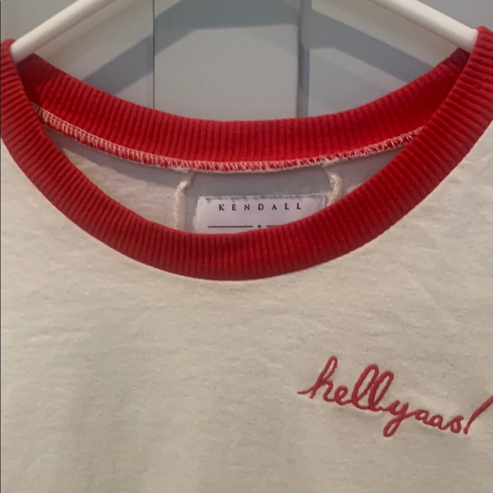 Kendall & Kylie Red and White Ringer Crop-top - Picture 10 of 11